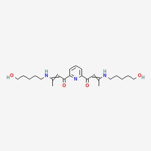 molecular formula C23H35N3O4 B14381069 1,1'-(Pyridine-2,6-diyl)bis{3-[(5-hydroxypentyl)amino]but-2-en-1-one} CAS No. 89985-49-9