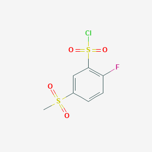 molecular formula C7H6ClFO4S2 B1438113 2-Fluoro-5-methanesulfonyl-benzenesulfonyl chloride CAS No. 1744-09-8