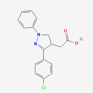 [3-(4-Chlorophenyl)-1-phenyl-4,5-dihydro-1H-pyrazol-4-yl]acetic acid