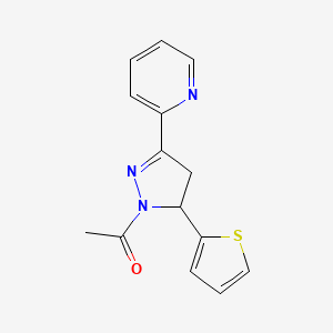 1-[3-(Pyridin-2-yl)-5-(thiophen-2-yl)-4,5-dihydro-1H-pyrazol-1-yl]ethan-1-one