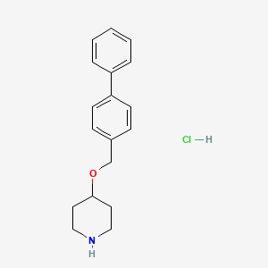 molecular formula C18H22ClNO B1438133 4-([1,1'-Biphenyl]-4-ylmethoxy)piperidine hydrochloride CAS No. 1185298-30-9