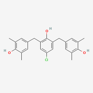 molecular formula C24H25ClO3 B14381358 4,4'-[(5-Chloro-2-hydroxy-1,3-phenylene)bis(methylene)]bis(2,6-dimethylphenol) CAS No. 90179-54-7