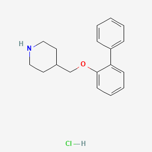 molecular formula C18H22ClNO B1438145 4-[([1,1'-Biphenyl]-2-yloxy)methyl]piperidine hydrochloride CAS No. 1185061-40-8