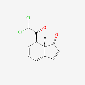 molecular formula C12H10Cl2O2 B14381458 (7R,7aR)-7-(Dichloroacetyl)-7a-methyl-7,7a-dihydro-1H-inden-1-one CAS No. 88214-41-9