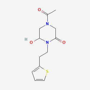 molecular formula C12H16N2O3S B14381478 4-Acetyl-6-hydroxy-1-[2-(thiophen-2-yl)ethyl]piperazin-2-one CAS No. 89508-16-7