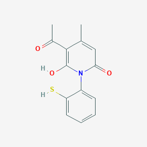 molecular formula C14H13NO3S B14381539 3-(1-Hydroxyethylidene)-4-methyl-1-(2-sulfanylphenyl)pyridine-2,6(1H,3H)-dione CAS No. 89517-84-0