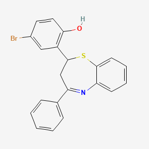 molecular formula C21H16BrNOS B14381546 4-Bromo-2-(4-phenyl-2,3-dihydro-1,5-benzothiazepin-2-yl)phenol CAS No. 89406-24-6