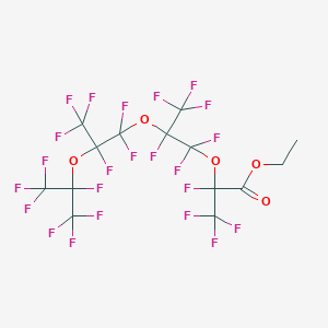 molecular formula C14H5F23O5 B1438156 Ethyl perfluoro-2,5,8,10-tetramethyl-3,6,9-trioxaundecanoate CAS No. 1212156-86-9