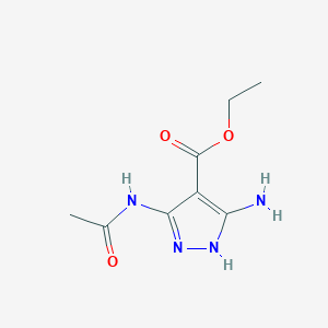 molecular formula C8H12N4O3 B14381566 Ethyl 3-acetamido-5-amino-1H-pyrazole-4-carboxylate CAS No. 88428-50-6