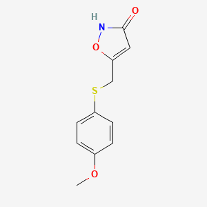 molecular formula C11H11NO3S B14381580 5-{[(4-Methoxyphenyl)sulfanyl]methyl}-1,2-oxazol-3(2H)-one CAS No. 89660-88-8