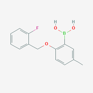 molecular formula C14H14BFO3 B1438182 2-(2-Fluorophenylmethoxy)-5-methylphenylboronic acid CAS No. 1256358-51-6
