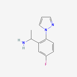 molecular formula C11H12FN3 B1438204 1-[5-fluoro-2-(1H-pyrazol-1-yl)phenyl]ethan-1-amine CAS No. 1152880-22-2
