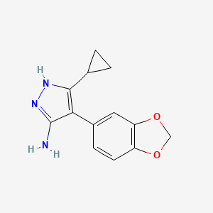molecular formula C13H13N3O2 B1438210 4-(2H-1,3-苯并二氧杂环戊二烯-5-基)-3-环丙基-1H-吡唑-5-胺 CAS No. 1312617-86-9