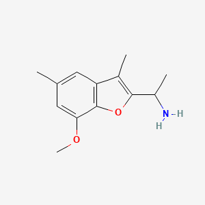 molecular formula C13H17NO2 B1438239 1-(7-Methoxy-3,5-dimethyl-1-benzofuran-2-yl)ethan-1-amine CAS No. 1094254-09-7