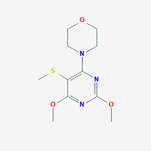 B14383176 4-[2,6-Dimethoxy-5-(methylsulfanyl)pyrimidin-4-yl]morpholine CAS No. 89587-88-2