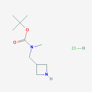 molecular formula C10H21ClN2O2 B1438420 tert-butyl N-(azetidin-3-ylmethyl)-N-methylcarbamate hydrochloride CAS No. 1170019-97-2