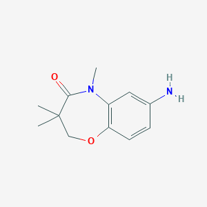 molecular formula C12H16N2O2 B1438456 7-amino-3,3,5-trimethyl-2,3-dihydro-1,5-benzoxazepin-4(5H)-one CAS No. 1170520-94-1