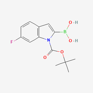 molecular formula C13H15BFNO4 B1438465 (1-(tert-Butoxycarbonyl)-6-fluoro-1H-indol-2-yl)boronic acid CAS No. 1000068-26-7