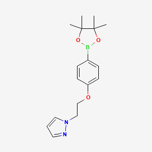 molecular formula C17H23BN2O3 B1438482 1-(2-(4-(4,4,5,5-Tetramethyl-1,3,2-dioxaborolan-2-yl)phenoxy)ethyl)-1H-pyrazole CAS No. 957061-20-0