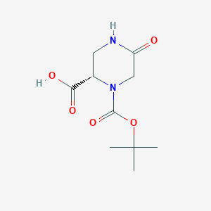 molecular formula C10H16N2O5 B1438506 (S)-1-(tert-Butoxycarbonyl)-5-oxopiperazine-2-carboxylic acid CAS No. 1033713-11-9