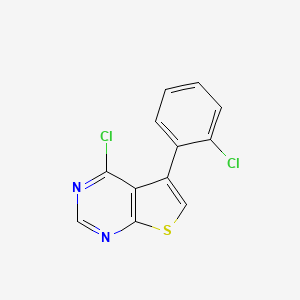 molecular formula C12H6Cl2N2S B1438555 4-Chloro-5-(2-chlorophenyl)thieno[2,3-d]pyrimidine CAS No. 1133128-92-3