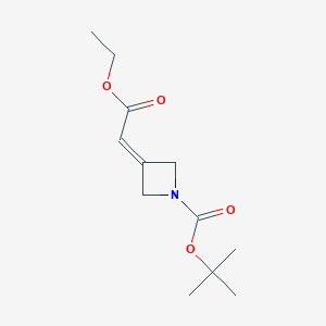 molecular formula C12H19NO4 B1438561 叔丁基 3-(2-乙氧基-2-氧代乙叉基)氮杂环丁烷-1-羧酸酯 CAS No. 1002355-96-5
