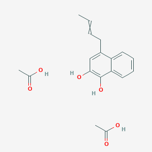 molecular formula C18H22O6 B14385614 Acetic acid;4-but-2-enylnaphthalene-1,2-diol CAS No. 89510-16-7