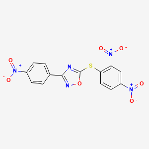 molecular formula C14H7N5O7S B14385618 5-[(2,4-Dinitrophenyl)sulfanyl]-3-(4-nitrophenyl)-1,2,4-oxadiazole CAS No. 89333-94-8