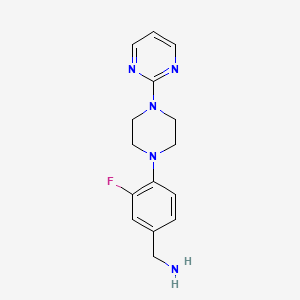 molecular formula C15H18FN5 B1438567 {3-Fluoro-4-[4-(pyrimidin-2-yl)piperazin-1-yl]phenyl}methanamine CAS No. 1039891-92-3