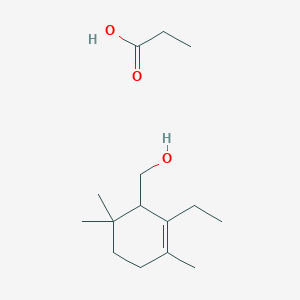 molecular formula C15H28O3 B14385709 (2-Ethyl-3,6,6-trimethylcyclohex-2-en-1-yl)methanol;propanoic acid CAS No. 89452-30-2