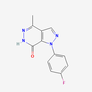 molecular formula C12H9FN4O B1438633 1-(4-fluorophenyl)-4-methyl-1,6-dihydro-7H-pyrazolo[3,4-d]pyridazin-7-one CAS No. 1105196-48-2