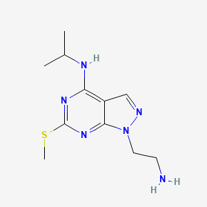 molecular formula C11H18N6S B1438634 1-(2-aminoethyl)-N-isopropyl-6-(methylthio)-1H-pyrazolo[3,4-d]pyrimidin-4-amine CAS No. 1105197-57-6
