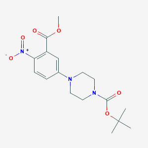 molecular formula C17H23N3O6 B1438648 Tert-butyl 4-[3-(methoxycarbonyl)-4-nitrophenyl]-tetrahydro-1(2H)-pyrazinecarboxylate CAS No. 1135283-55-4