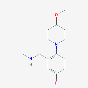 molecular formula C14H21FN2O B1438688 {[5-Fluoro-2-(4-methoxypiperidin-1-yl)phenyl]methyl}(methyl)amine CAS No. 1096813-24-9