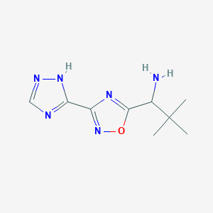 molecular formula C9H14N6O B1438745 2,2-二甲基-1-[3-(4H-1,2,4-三唑-3-基)-1,2,4-恶二唑-5-基]丙-1-胺 CAS No. 1153519-17-5