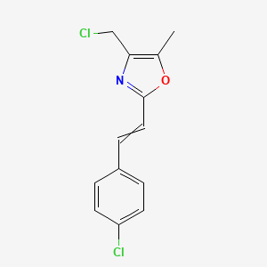 molecular formula C13H11Cl2NO B14387665 4-(Chloromethyl)-2-[2-(4-chlorophenyl)ethenyl]-5-methyl-1,3-oxazole CAS No. 89724-00-5