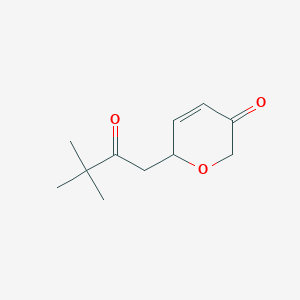 molecular formula C11H16O3 B14387707 6-(3,3-Dimethyl-2-oxobutyl)-2H-pyran-3(6H)-one CAS No. 88222-61-1