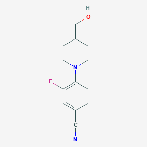 molecular formula C13H15FN2O B1438772 3-Fluoro-4-[4-(hydroxymethyl)piperidin-1-yl]benzonitrile CAS No. 1157060-75-7