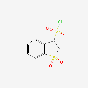 molecular formula C8H7ClO4S2 B1438794 1,1-Dioxo-2,3-dihydro-1$L^{6}-benzothiophene-3-sulfonyl chloride CAS No. 1154979-84-6