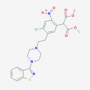molecular formula C24H25ClN4O6S B143880 2-[5-[2-[4-(1,2-苯并噻唑-3-基)哌嗪-1-基]乙基]-4-氯-2-硝基苯基]丙二酸二甲酯 CAS No. 160384-39-4