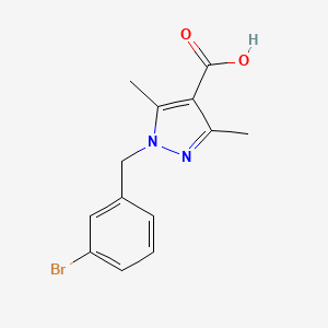 molecular formula C13H13BrN2O2 B1438818 1-[(3-bromophenyl)methyl]-3,5-dimethyl-1H-pyrazole-4-carboxylic acid CAS No. 1153371-57-3