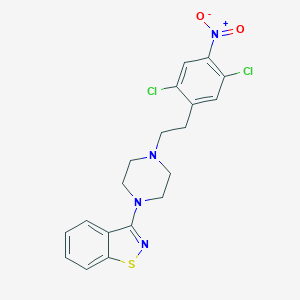 molecular formula C19H18Cl2N4O2S B143884 3-[4-[2-(2,5-Dichloro-4-nitrophenyl)ethyl]-1-piperazinyl]-1,2-benzisothiazole CAS No. 160384-38-3