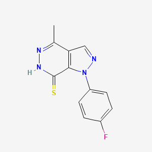 molecular formula C12H9FN4S B1438865 1-(4-氟苯基)-4-甲基-1H-吡唑并[3,4-d]哒嗪-7-硫醇 CAS No. 1105198-21-7