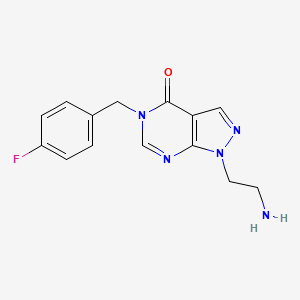 molecular formula C14H14FN5O B1438868 1-(2-氨基乙基)-5-(4-氟苄基)-1,5-二氢-4H-吡唑并[3,4-d]嘧啶-4-酮 CAS No. 1105196-86-8