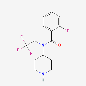 B1438936 2-fluoro-N-(piperidin-4-yl)-N-(2,2,2-trifluoroethyl)benzamide CAS No. 1155143-00-2