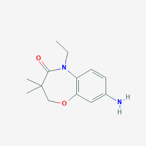 molecular formula C13H18N2O2 B1438947 8-amino-5-ethyl-3,3-dimethyl-2,3-dihydro-1,5-benzoxazepin-4(5H)-one CAS No. 1170011-80-9