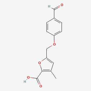 molecular formula C14H12O5 B1438954 5-(4-Formylphenoxymethyl)-3-methylfuran-2-carboxylic acid CAS No. 1153306-99-0