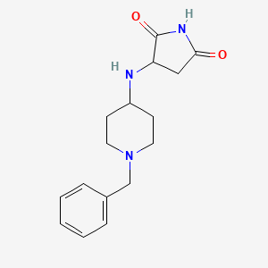 molecular formula C16H21N3O2 B1438955 3-[(1-Benzylpiperidin-4-yl)amino]pyrrolidine-2,5-dione CAS No. 1218642-40-0
