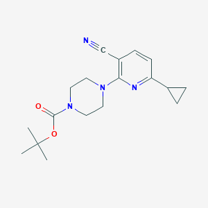 molecular formula C18H24N4O2 B1438958 叔丁基 4-(3-氰基-6-环丙基吡啶-2-基)哌嗪-1-羧酸酯 CAS No. 1135283-84-9