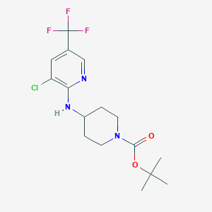 molecular formula C16H21ClF3N3O2 B1438968 tert-butyl 4-{[3-chloro-5-(trifluoromethyl)-2-pyridinyl]amino}tetrahydro-1(2H)-pyridinecarboxylate CAS No. 1092352-86-7